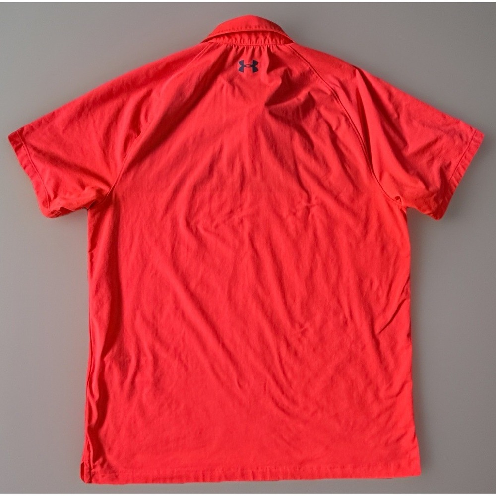 Under Armour Threadborne Short Sleeve Golf Polo Shirt Neon Orange Large JBHS - Picture 2 of 11